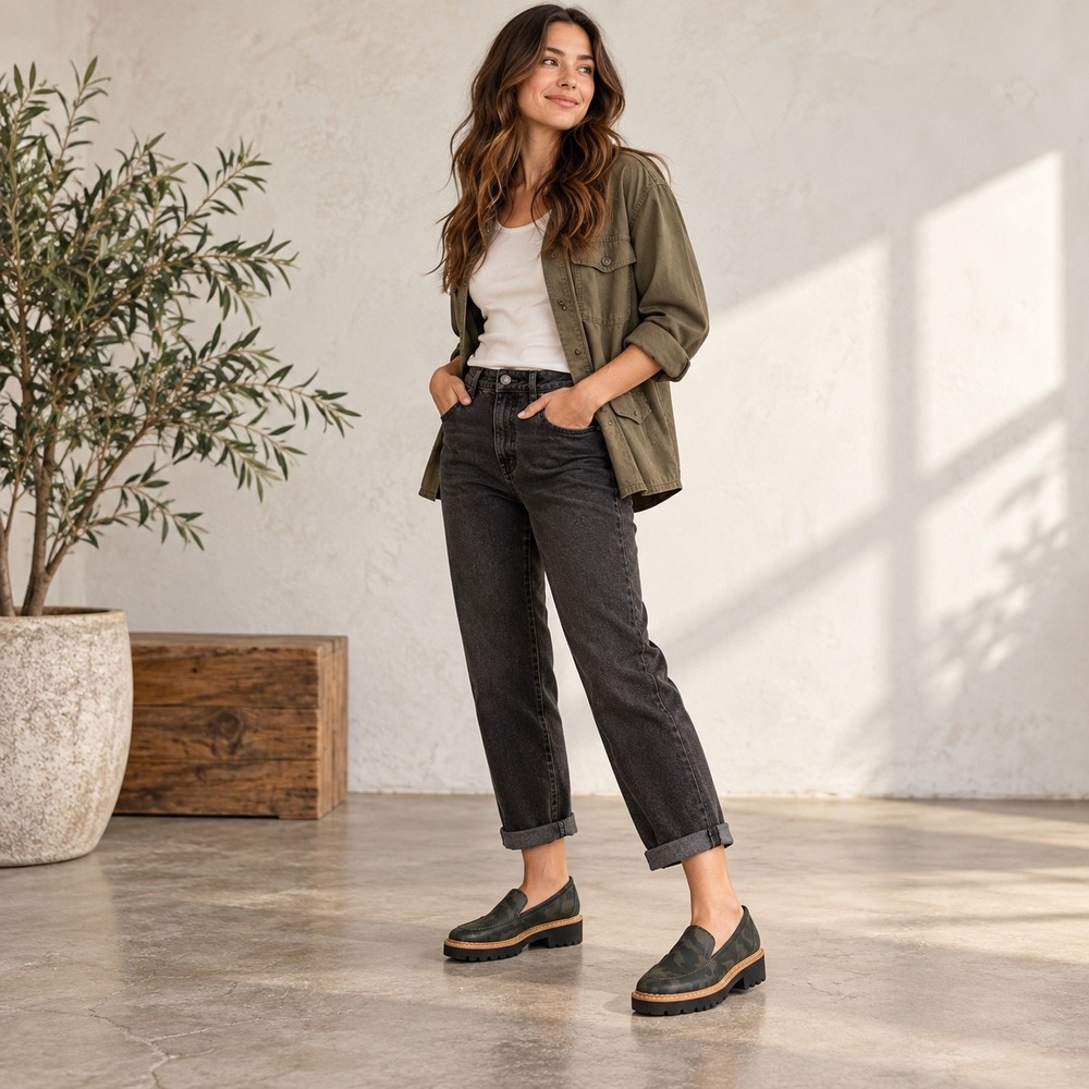 Baretraps Prestin Camo Lug Loafers Women 10M Army Green Grunge Gorpcore